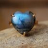 Labra-dora Boho Rings with Heart Gemstones