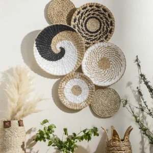 6 Pcs Boho Hand Woven Wall Basket Hanging Home Decorative Rustic Wall Basket