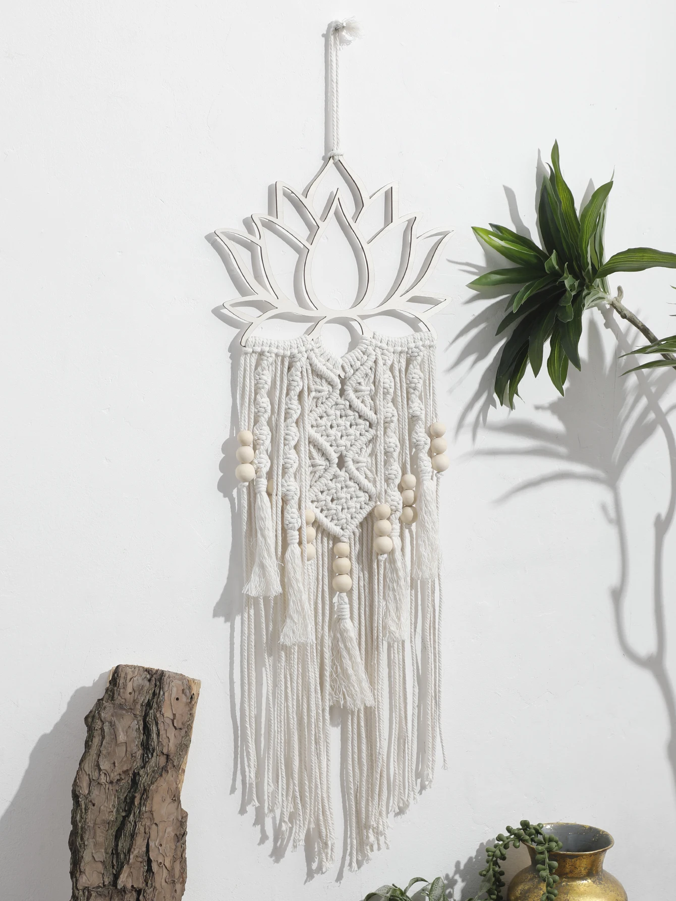 Lotus Macrame Wall Hanging Boho Macrame Large Craft Ornament for Home Bedroom Apartment Room Decoration