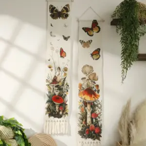 Macrame Wall Tapestry Butterfly Mushroom Boho Home Decoration Wall Hanging Wall Decor Chic Tapestries Room Decors Aesthetic Gift