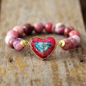 Juliette's Heart Rhodonite Beaded Bracelet