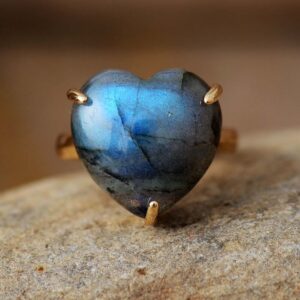 Labra-dora Boho Rings with Heart Gemstones