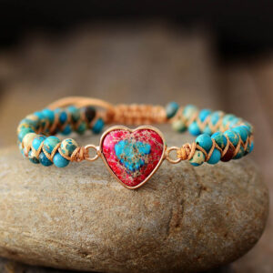 Lilac Heart Charm Turquoise Braided Bracelet