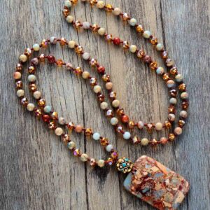 Ancient Stones Beaded Pendant Necklace