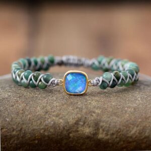 Moon Magic Opal Charm Jade Braided Beads Bracelet