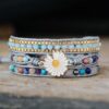 Daisy Passion Wrap Bracelet Gray Leather